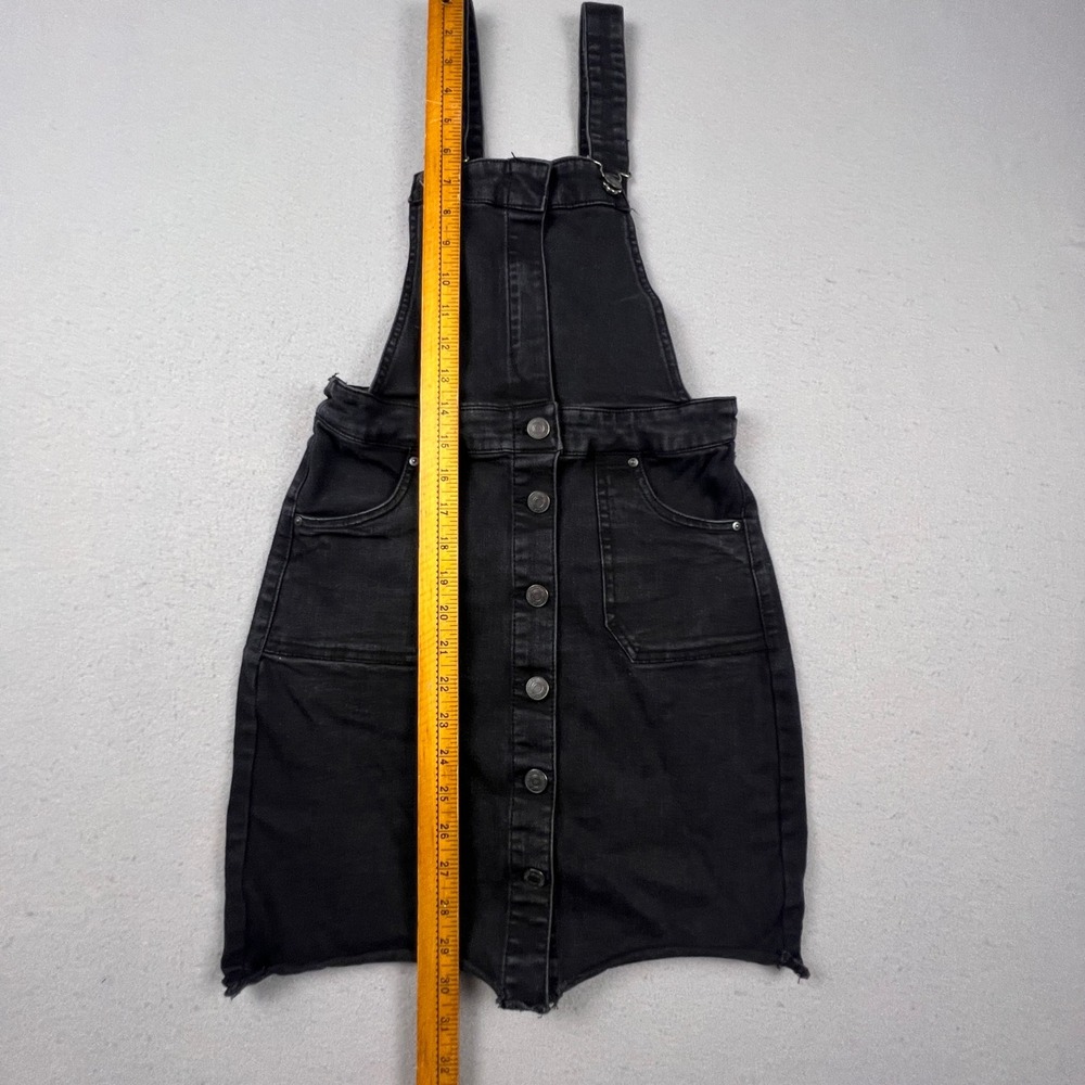 Sky and Sparrow Overall Dress Womens Small Black Denim Button Front Raw Hem Boho - Picture 11 of 11